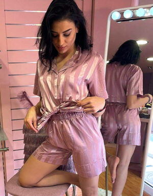 pajama set stripes pink1