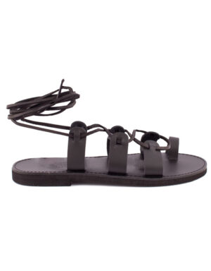 leather sandals lace up black1