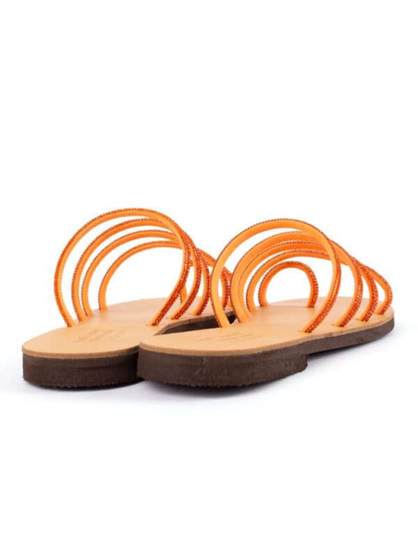leather sandals strass lourakia orange3