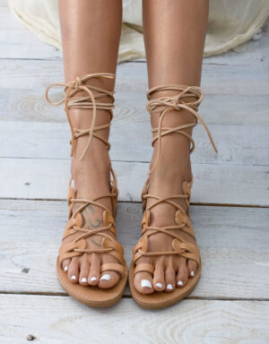 leather sandals toe ring brown