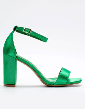 satin heels mid green