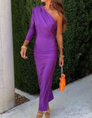 Claire Satin Dress Purple