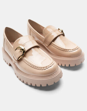 Shiny Loafers Beige