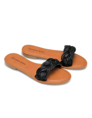 Flat Sandals Braided Black