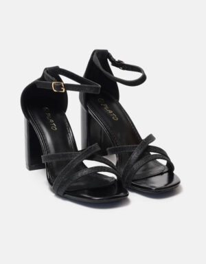 Heels Glitter Straps Black