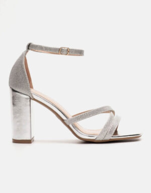 Heels Glitter Straps Silver