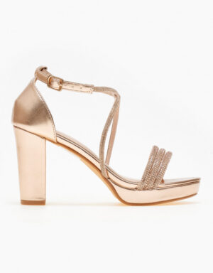 Strass Block Heels Champagne