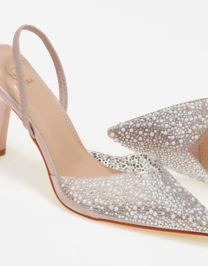 Strass Slingbacks Beige