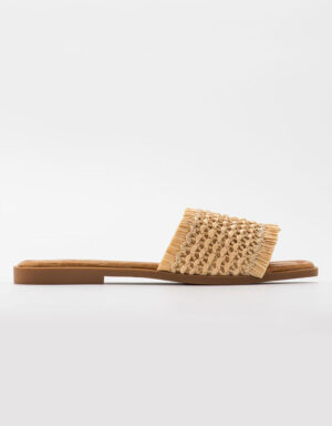 Wicker Flat Sandals Beige