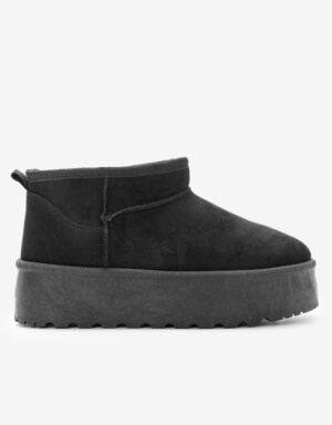 Platform Fur Booties Black