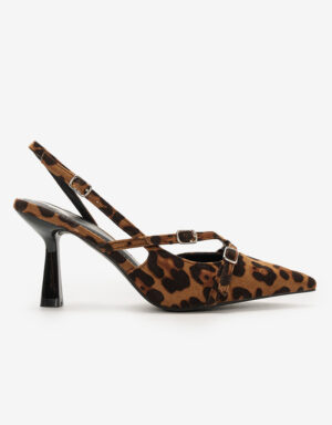 Slingback Shiny Pumps Leopar