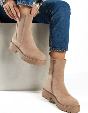 Suede Tracksole Boots Khaki