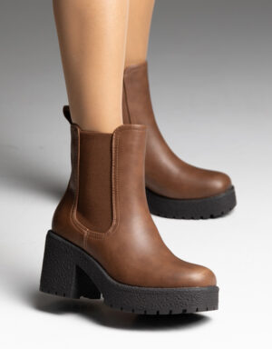 Leather Booties Camel