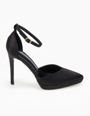 Satin Barette Pumps Black