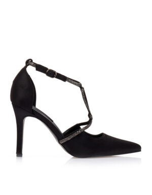 Satin Strass Pumps Black
