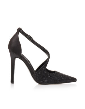 Strass Satin Pumps Black