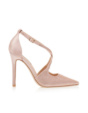 Strass Satin Pumps Nude