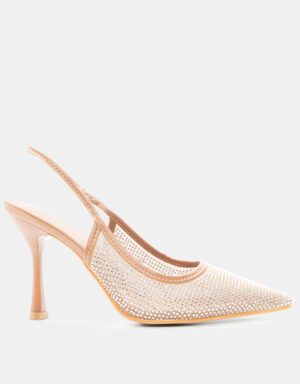 Strass Slingback Pumps Beige