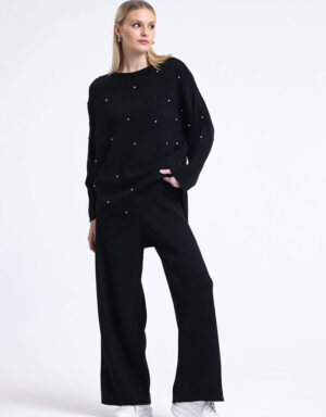Knitted Strass Set Black