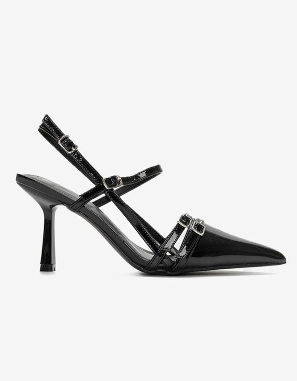 Slingback Shiny Pumps Black