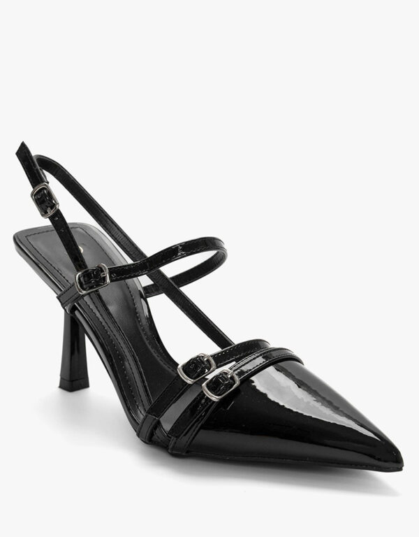 Slingback Shiny Pumps Black