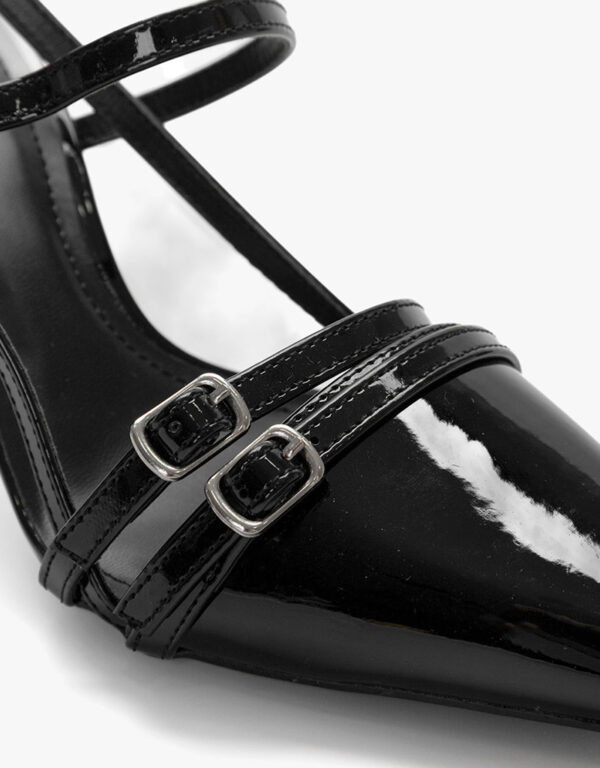 Slingback Shiny Pumps Black