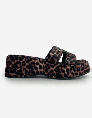 Flatform Satin Slides Leopard
