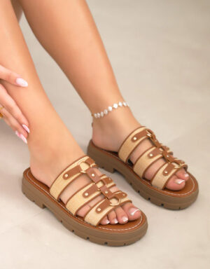 Flatform Strap Sandals Camel