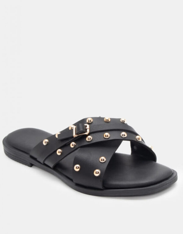 Flat Sandals Buckles Black
