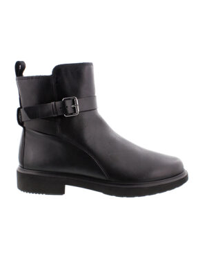 Leather Buckle Booties Black