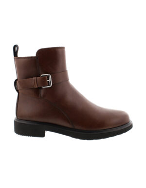 Leather Buckle Booties Brown