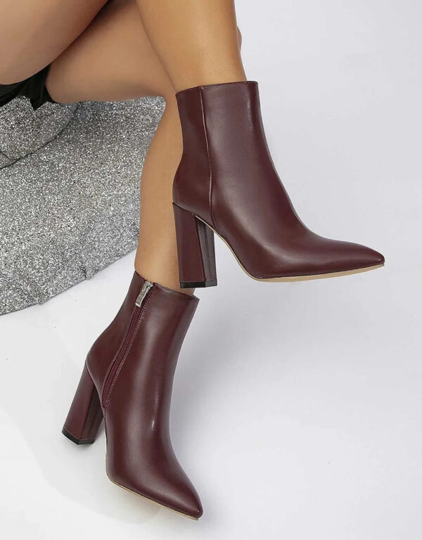 Leather Ankle Boots Wine
