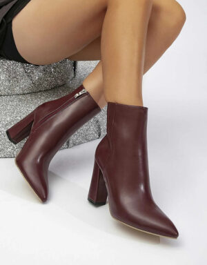Leather Ankle Boots Wine