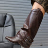 Cowboy Leather Buckle Boots