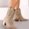 Cowboy Suede Ankle Boots Beige
