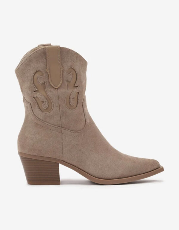 Cowboy Suede Ankle Boots Beige