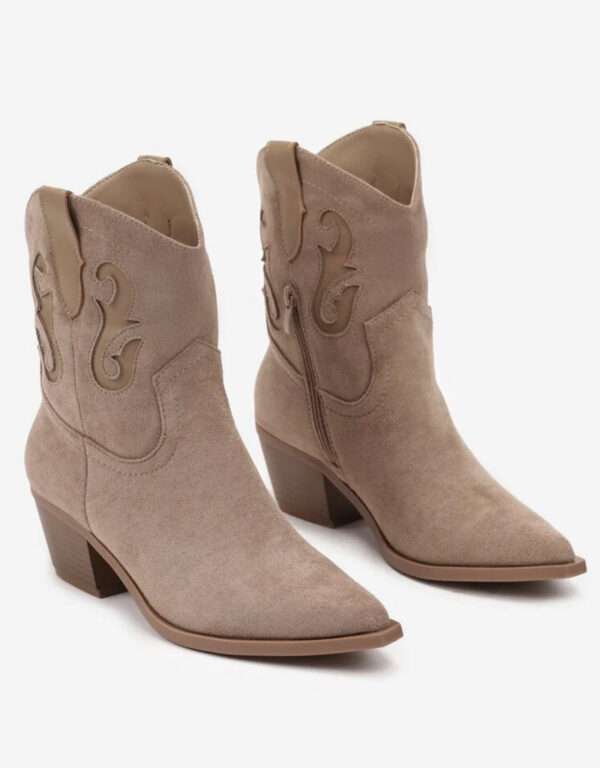 Cowboy Suede Ankle Boots Beige