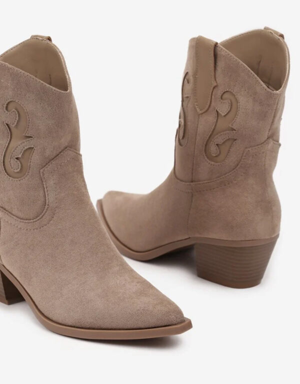 Cowboy Suede Ankle Boots Beige