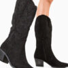 Suede Cowboy Boots Black