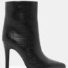 Leather Croc Ankle Boots Black