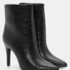 Leather Croc Ankle Boots Black