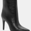 Leather Croc Ankle Boots Black
