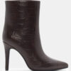 Leather Croc Ankle Boots Brown