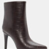 Leather Croc Ankle Boots Brown