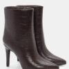 Leather Croc Ankle Boots Brown