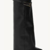 Leather Buckle Boots Black