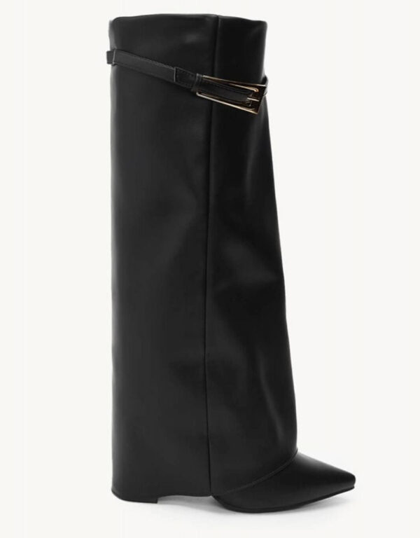 Leather Buckle Boots Black