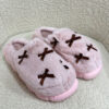 Furry Bow Slippers Pink