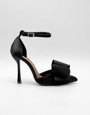 Satin Bow Pumps Black