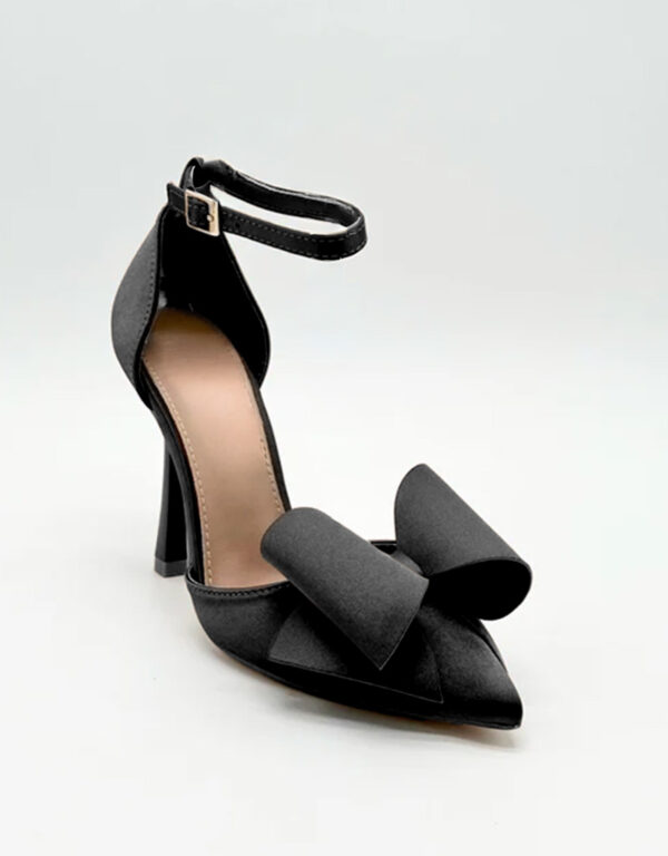 Satin Bow Pumps Black